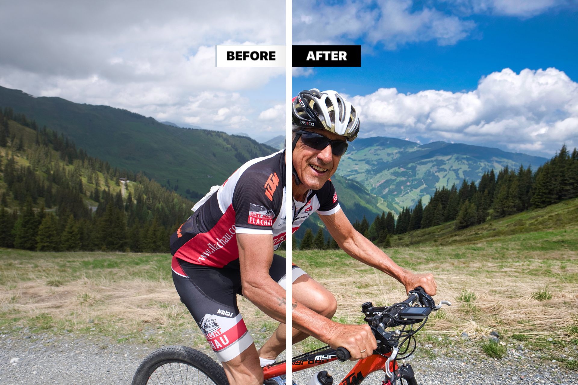 Image of post processing before and after