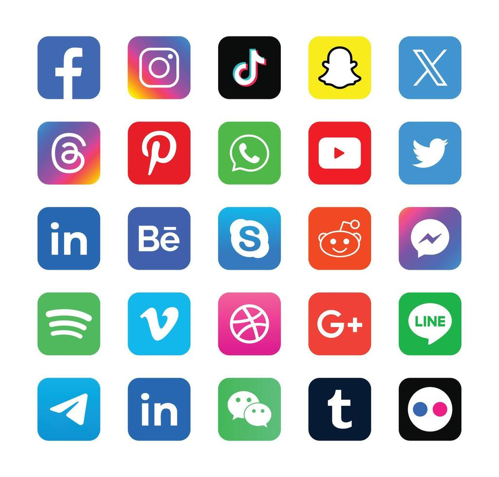 Array of social media icons